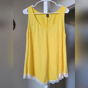Polkadot beaded laced Yellow Top